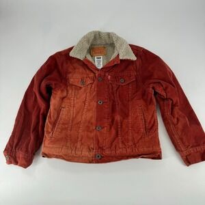 Levi's Kids Red Corduroy Sherpa Lined Trucker Jacket Size M 10-12 Years